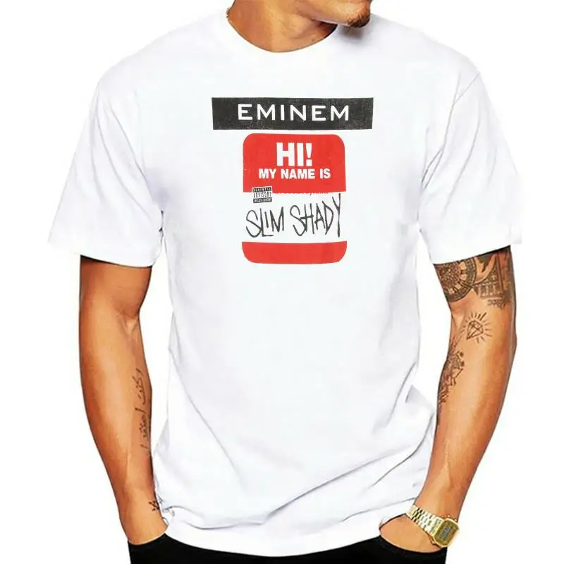 

Мужская Тонкая серая футболка Eminem с затемненными наклейками