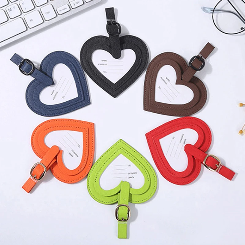 

1Pcs Colored PU Love Peach Heart Luggage and Bag Loss Prevention Simple Luggage Tag Check in Tag