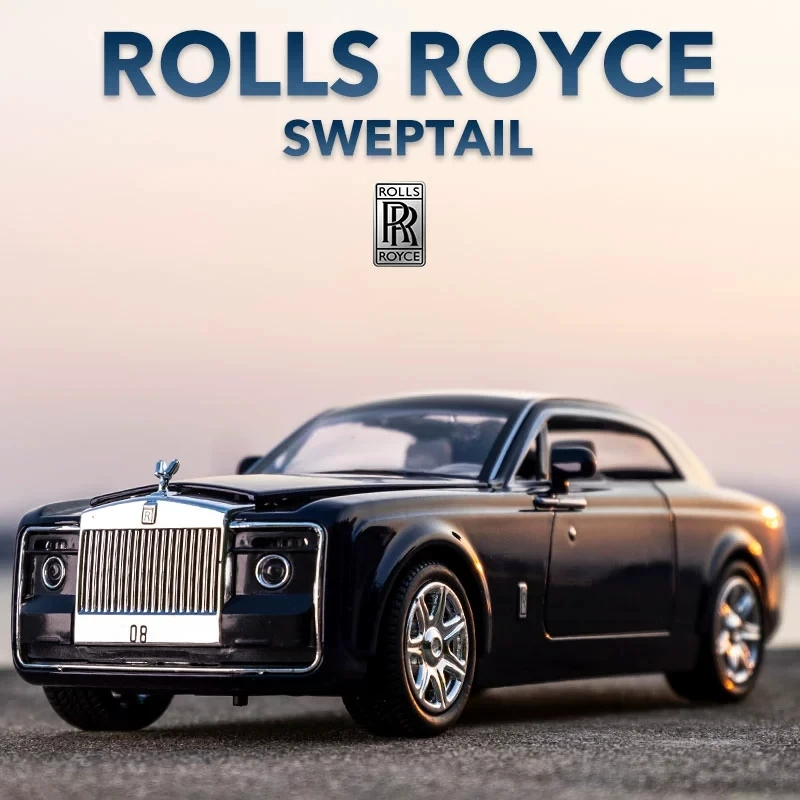 

Коллекция 1/24 года, модель автомобиля Rolls-Royce Sweptail из сплава Luxy, Литые металлические игрушечные автомобили, модель автомобиля, имитация звука ...