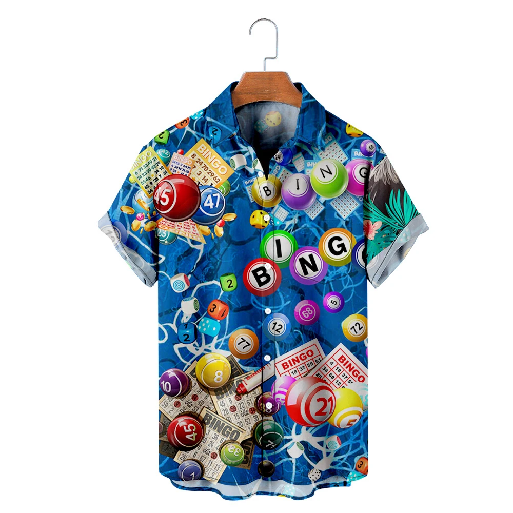 Summer 2022 American Men's and Women's Lucky Lottery Shirt Street Fashion Casual Breathable Shirt Single Button Lapel Men's Top