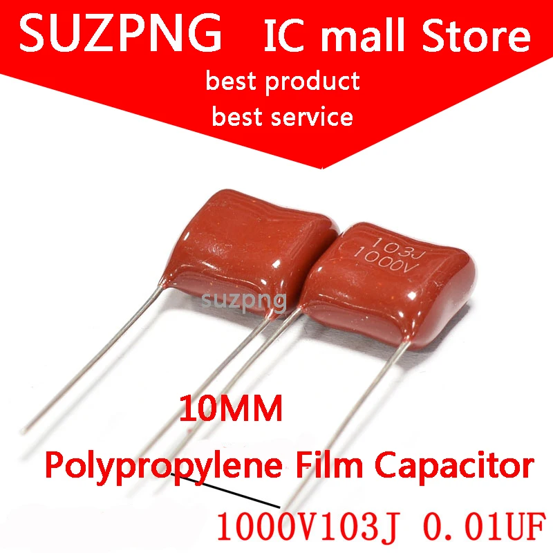

10PCS 1000V103J 10NF 10MM CBB Polypropylene Film Capacitor