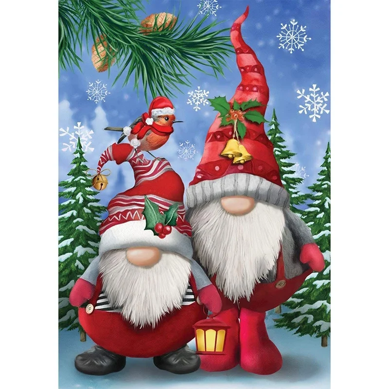 

Christmas Diamond Painting Gnomes Kits For Adults, Full Drill Round Diamond Art Painting For Home Wall Decor 30 X 40 Cm