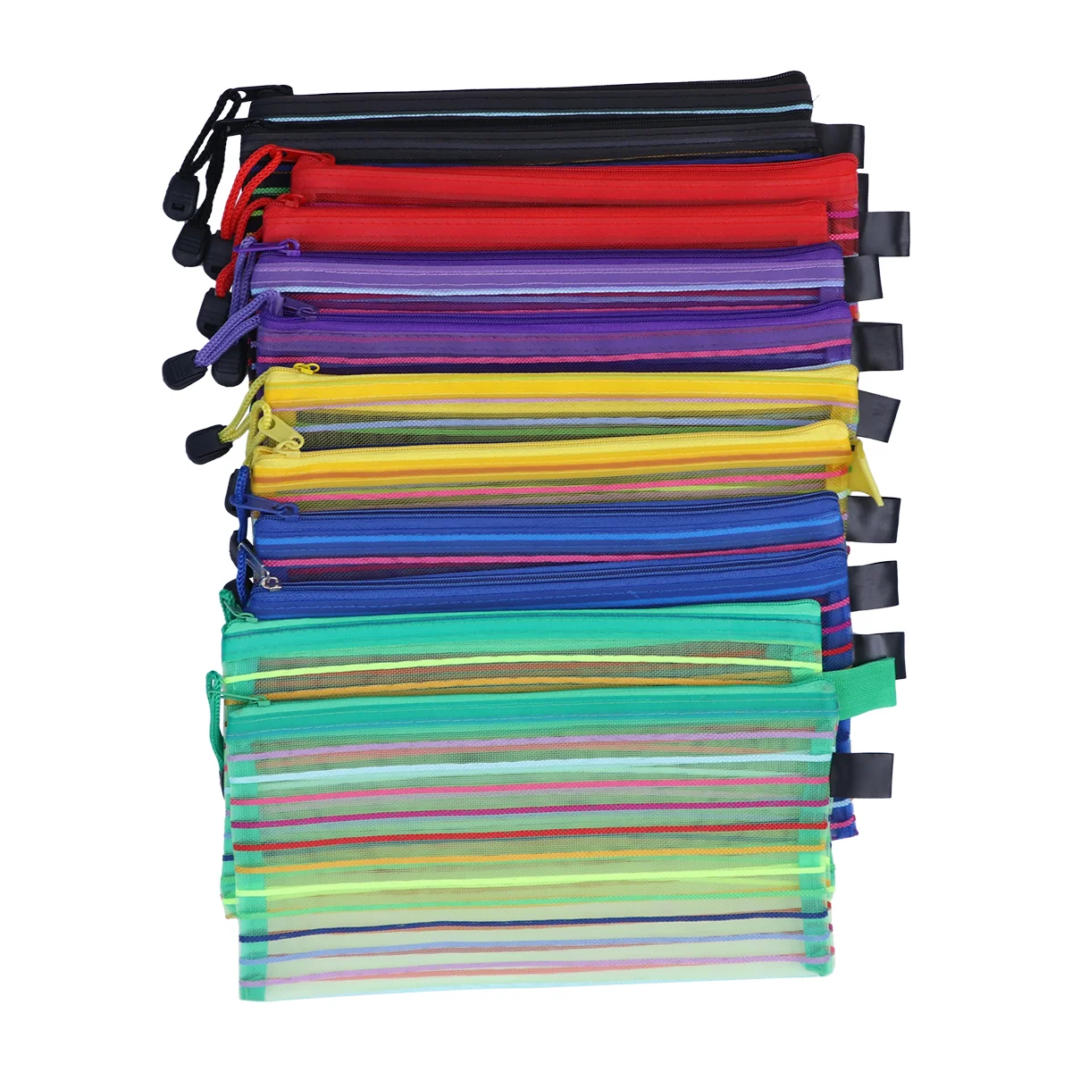 

12pcs Zipper Mesh Pouch Cosmetics Office Portable Travel Case Pen Holder