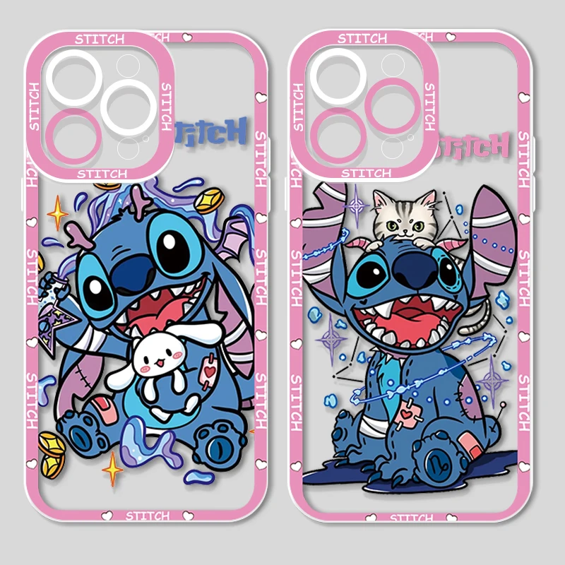 

Cute Stitch Lilo For Apple iPhone 14 13 12 11 X XR XS MAX 8 7 6 Pro Plus Angel Eyes Transparent Soft Phone Case Coque Capa Cover