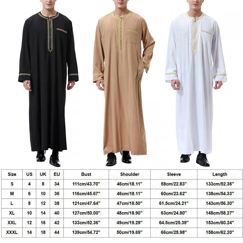 Muslim Islamic Clothing Men Jubba Thobe Print Zipper Kimono Long Robe Saudi Musulman Abaya Kaftan Islam Dubai Arab Dressing