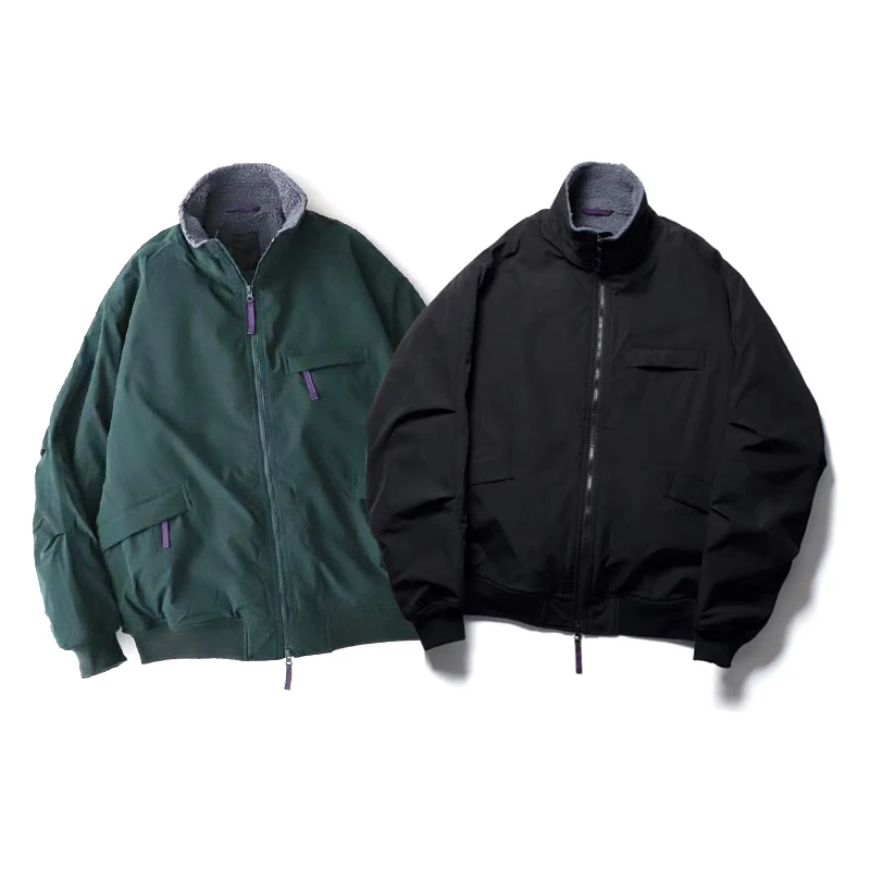 

22AW Daiwa Pler39S Japanese Vintage Stand Collar Inner Fleece Function Double-sided Jacket Men's Loose Dark Green Black Coat