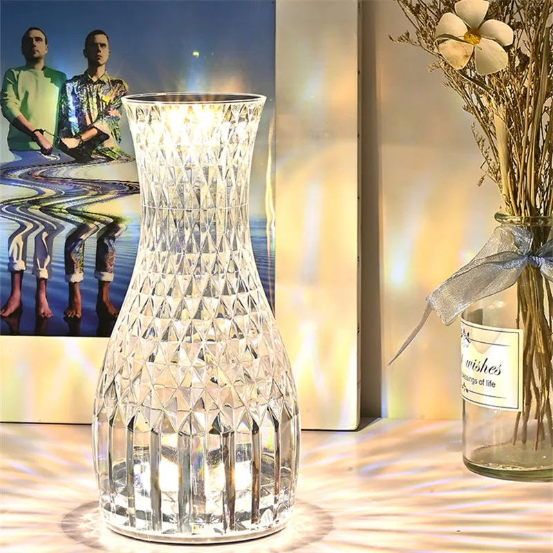 

Светодиодные хрустальные настольные лампы, светильник для стола с алмазным рисунком, перезаряжаемый прикроватный светильник с дистанцион...