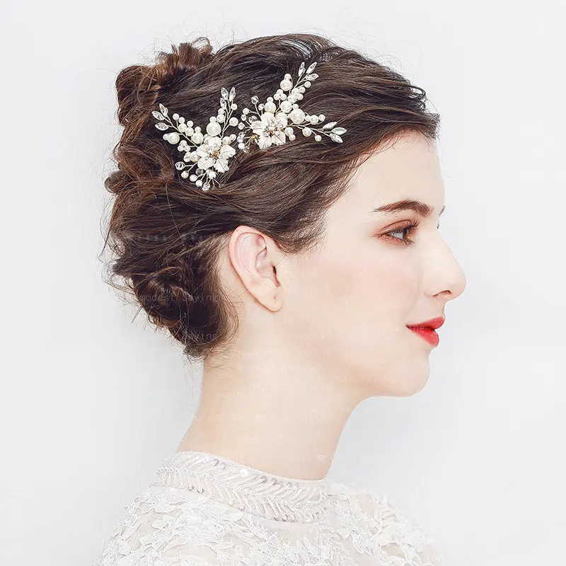 

2 PCS Delicate Pears Branch Wedding Hair Combs Clips Formal Women Flowers Bridal Headwear Wedding Jewelry Accessories Headpiece
