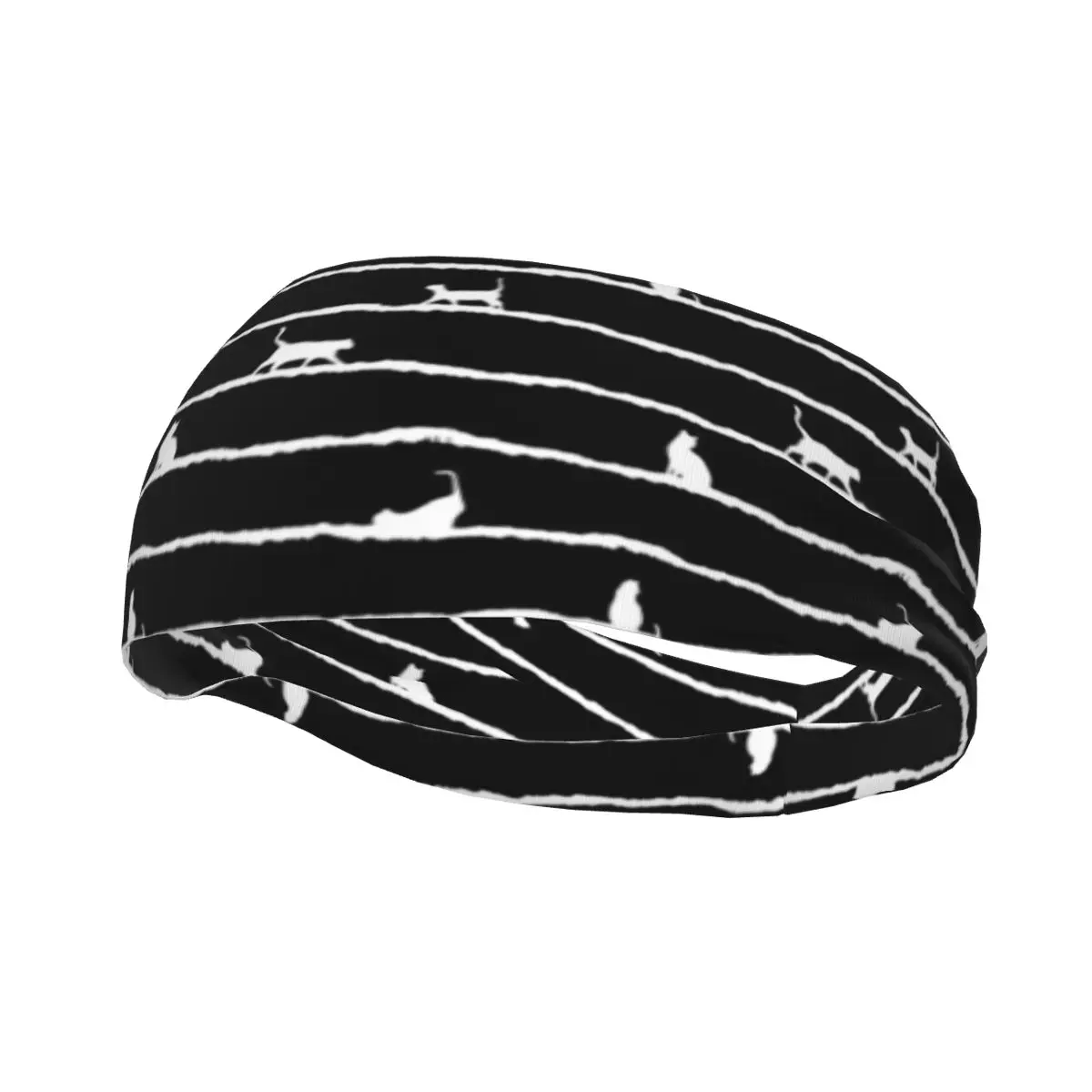 

Повязка на голову унисекс, эластичная повязка на голову с рисунком черного кота, для занятий спортом, йогой, аксессуары для волос