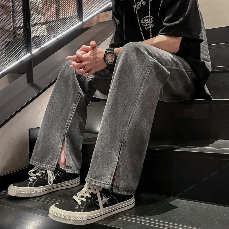 Blue/Grey Baggy Jeans Men Fashion Casual Straight Jeans Men Streetwear Hip Hop Loose Wide Leg Denim Pants Mens Trousers S-3XL