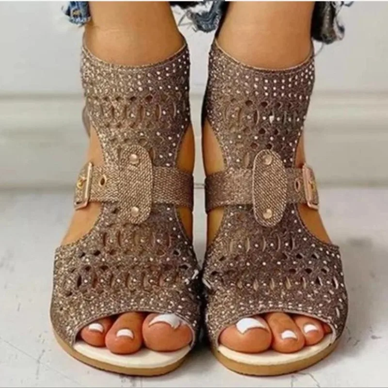 

Босоножки женские на плоской подошве, с открытым носком, без бархата