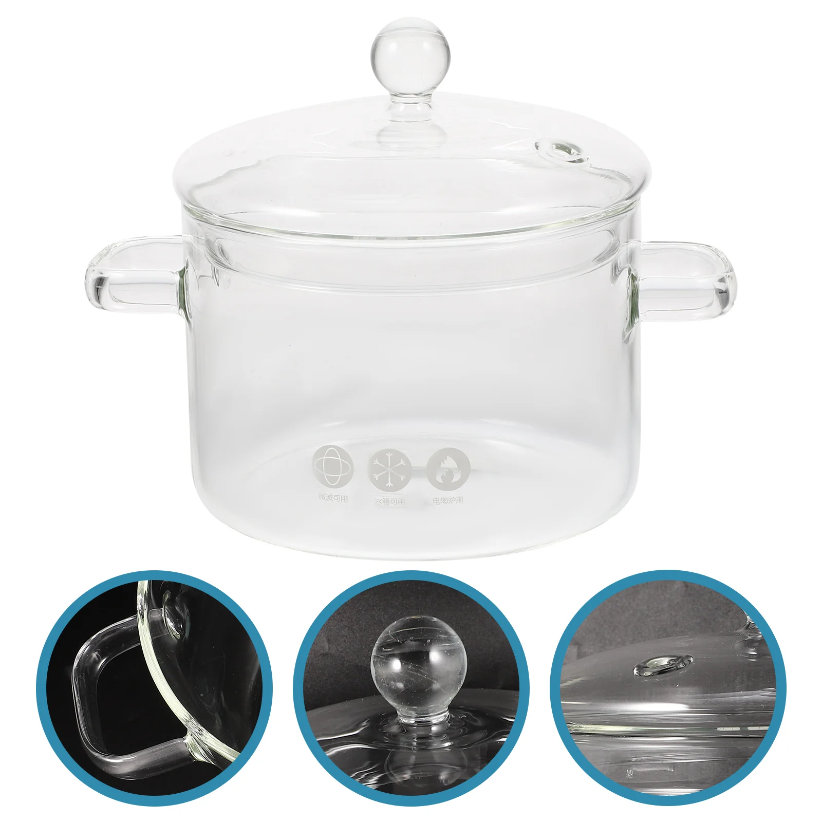 

Glass Cooking Soup Pot With Lid Heat Resistant Binaural Stew Pot High Borosilicate Instant Noodle Pot Kitchen Tools