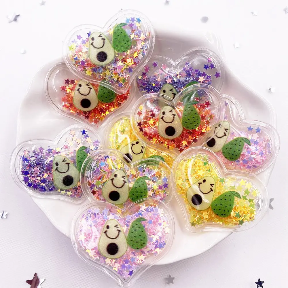 Ful Glitter Pvc Filling Shake Star Sequin Printed Cartoon Avocado Applique Making Hair Clip Accessories Diy Crafts