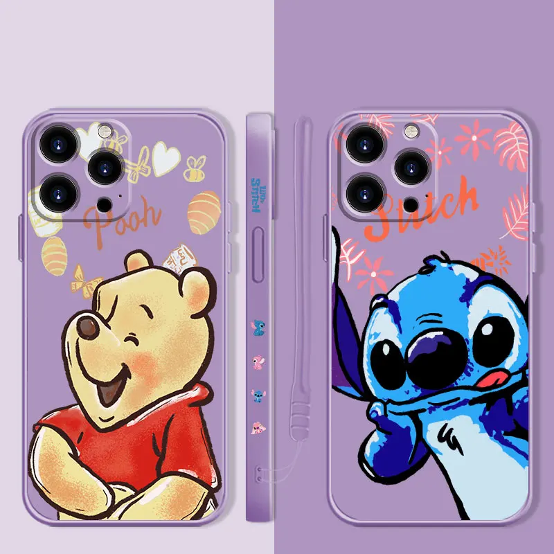 

Full-Body Disney Stitch Pooh Bear Color Art For Apple iPhone 14 13 Pro Max 12 11 6 XS X XR 7 8 Plus 5S 5 Original Liquid Cover