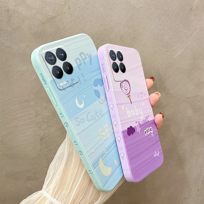

Square Painting Pattern Phone Case For Oppo realme 7 GT 5 5I 5S C3 6i 6 7 8 8I c11 Pro A52 A72 A92 Silicone Anti-drop Back Cover