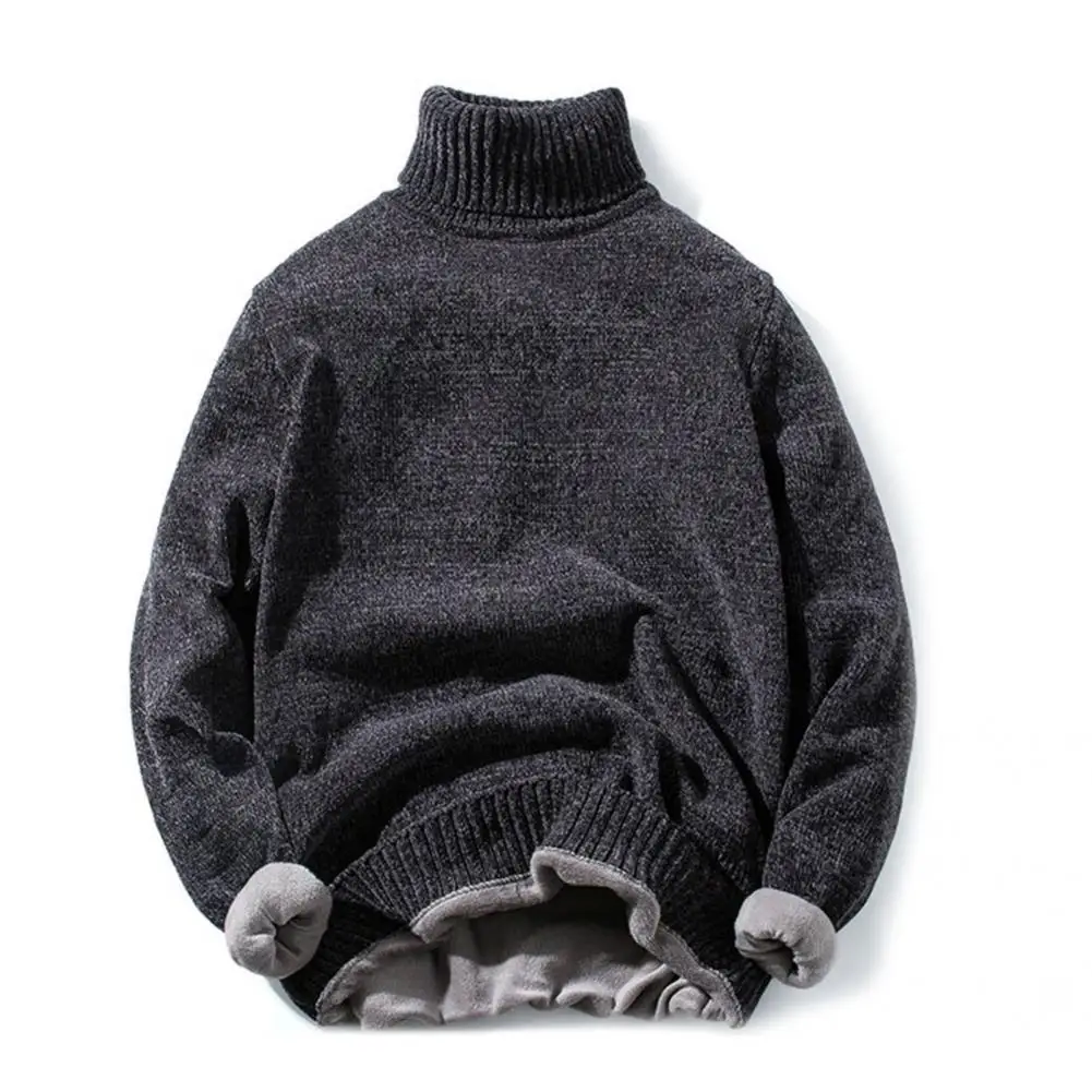 

Trendy Sweater Solid Color Loose Anti-shrink Wear-resistant Men Sweater