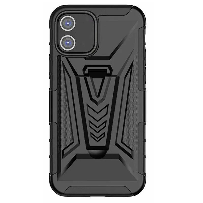 

For Iphone12 Pro Back Clip Mobile Phone Shell Body Shockproof Heavy Armored Solid Support Protection With Belt Clip