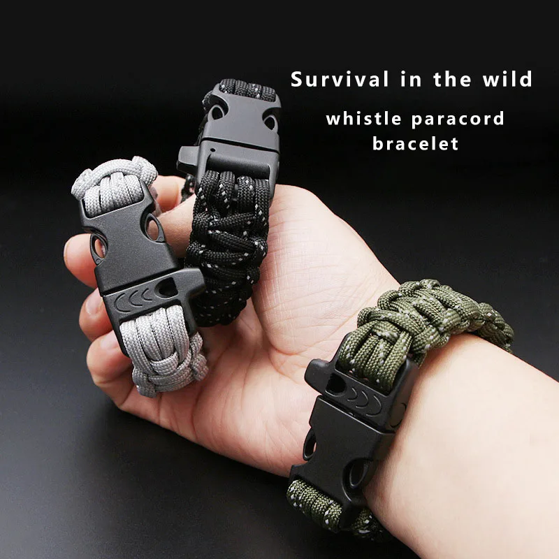 

24.5cm Nine Core Reflective Paracord Escape Emergency Glowing Plaited Rope EDC Survival Saving Bracelet with Whistle Tools