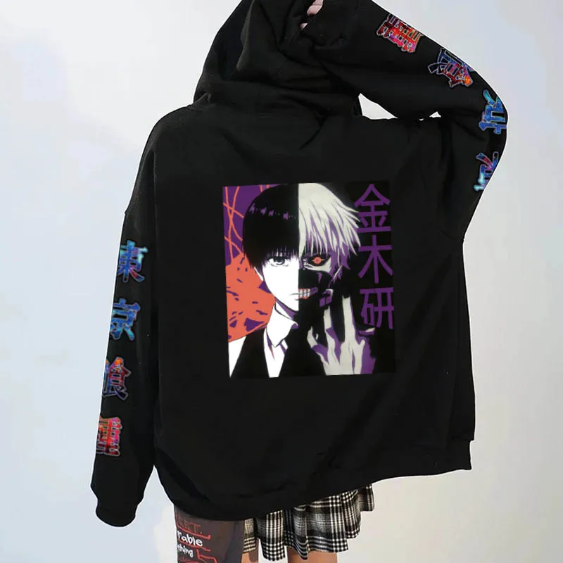 

Japanese Anime Tokyo Ghoul Hoodie Pullovers Tops Print Zipper Long Sleeve Winter