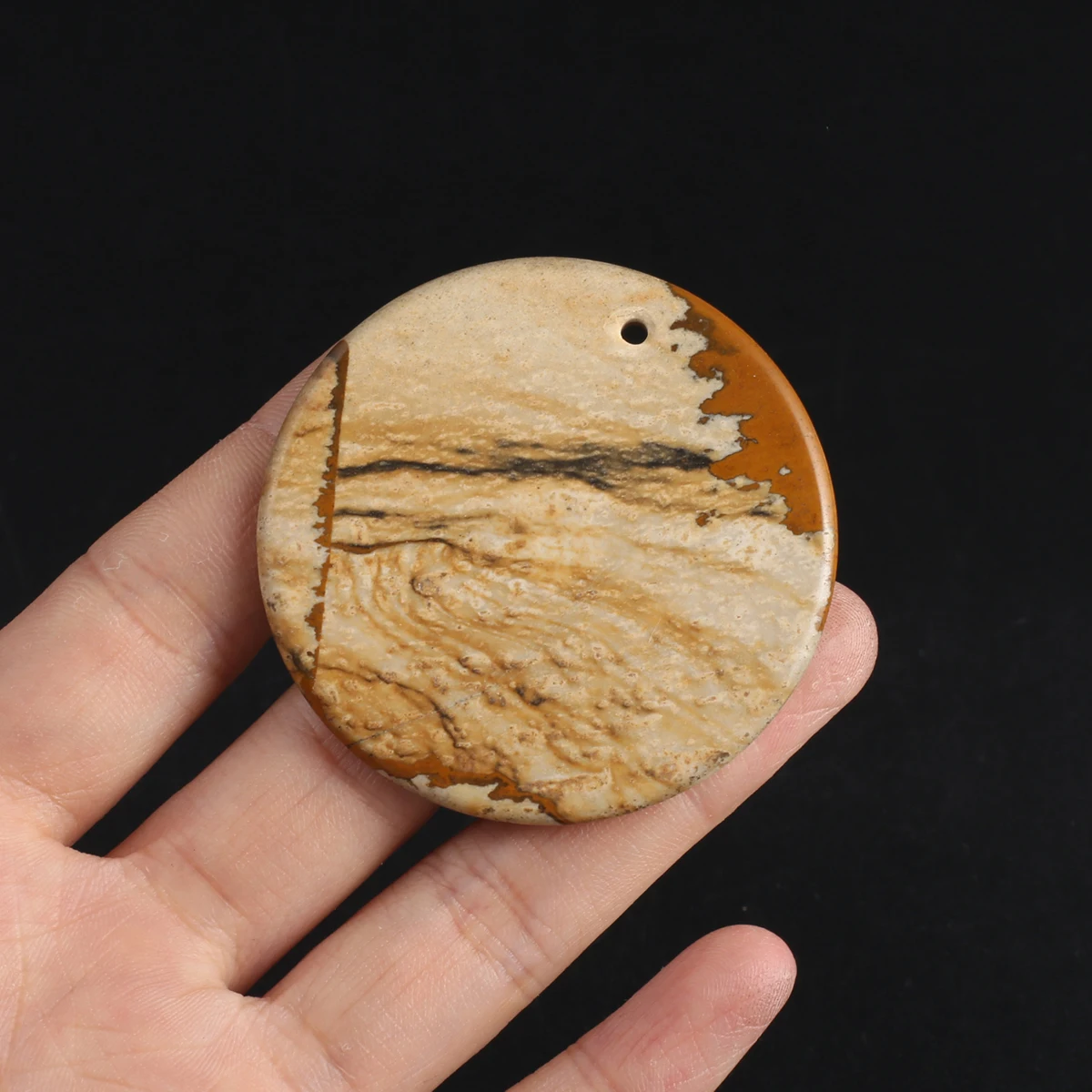 

1pc Natural Stone Pendants Round Polished Semi-Precious Stone for Trendy Jewelry Making Diy Women Necklace Party Crafts