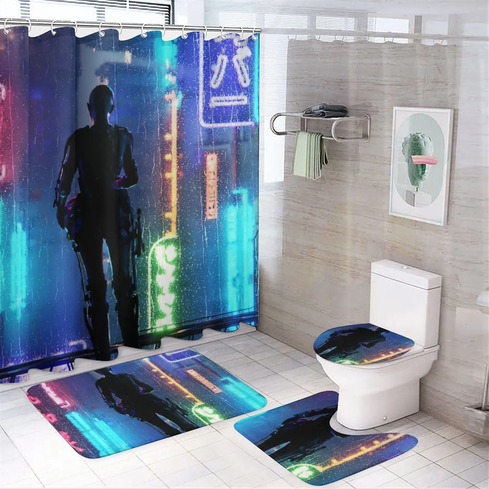 

Домашние коврики для ванной и занавески для душа, коврик для ног для ванной, современные аксессуары для ванной комнаты, Противоскользящий коврик для ванной