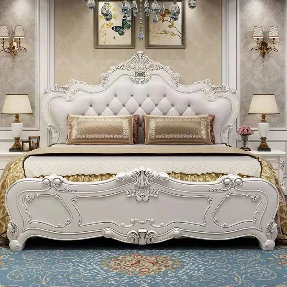 Красота европейская кровать роскошный каркас современная простая принцессы