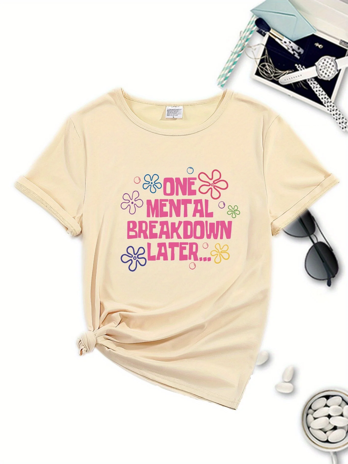 Женская Повседневная футболка с круглым вырезом модный спортивный топ