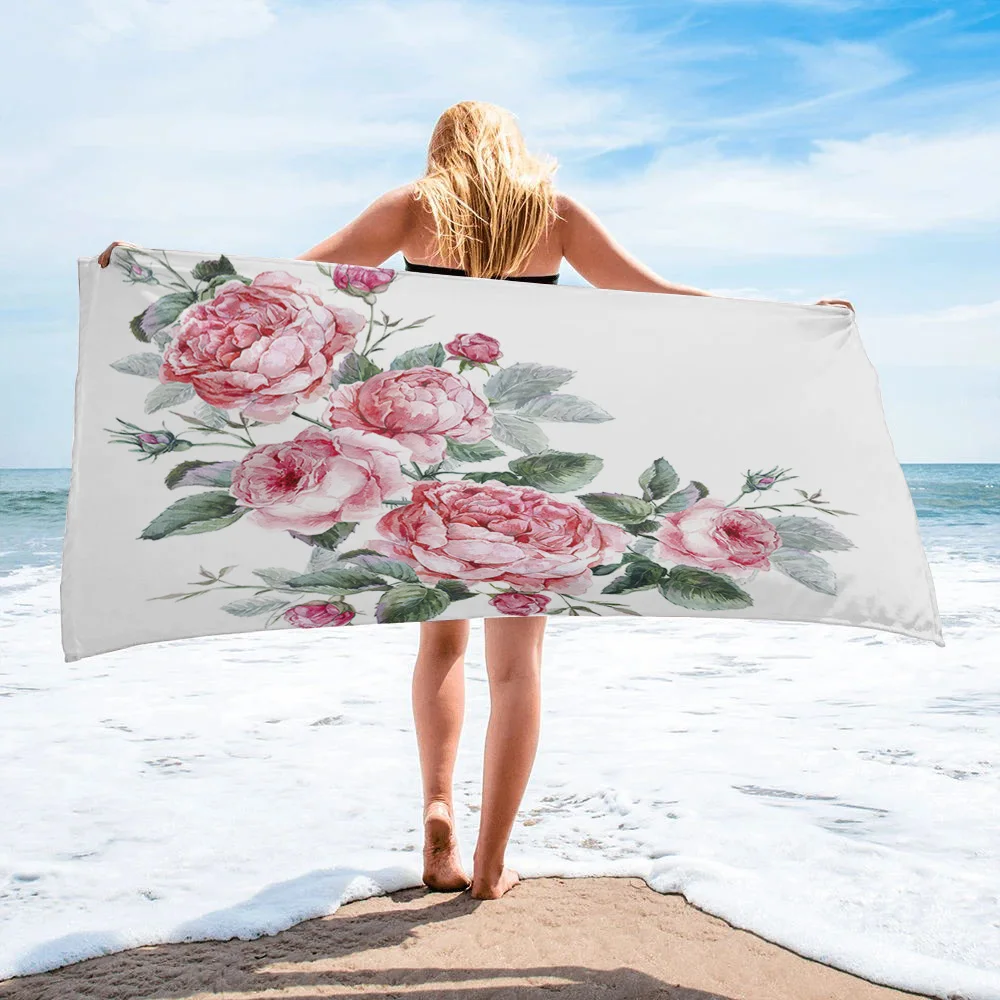 

Pink Rose Microfiber Large Bath Towel Household Bathroom Quick Dry Hair Towel Womens Hand Towel Absorbent Face Towel