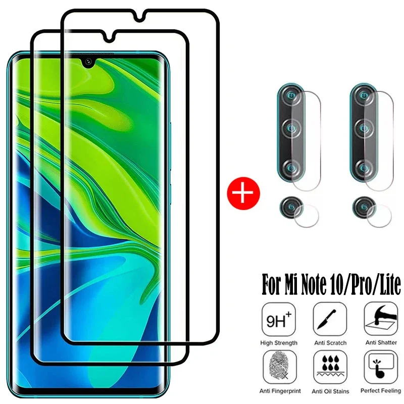 Фото 6 в 1 для Xiaomi Mi 10, стекло Mi Note 10, закаленное стекло, полностью изогнутый защитный экран, защитная пленка для объектива Mi 10 №1
