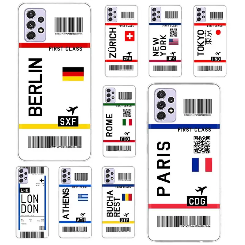 

Case Funda For Samsung Galaxy A52s A52 A73 A51 A71 A72 A12 A22 A32 A02s A21S A31 A41 A11 A01 Travel Ticket Label Cover Coque