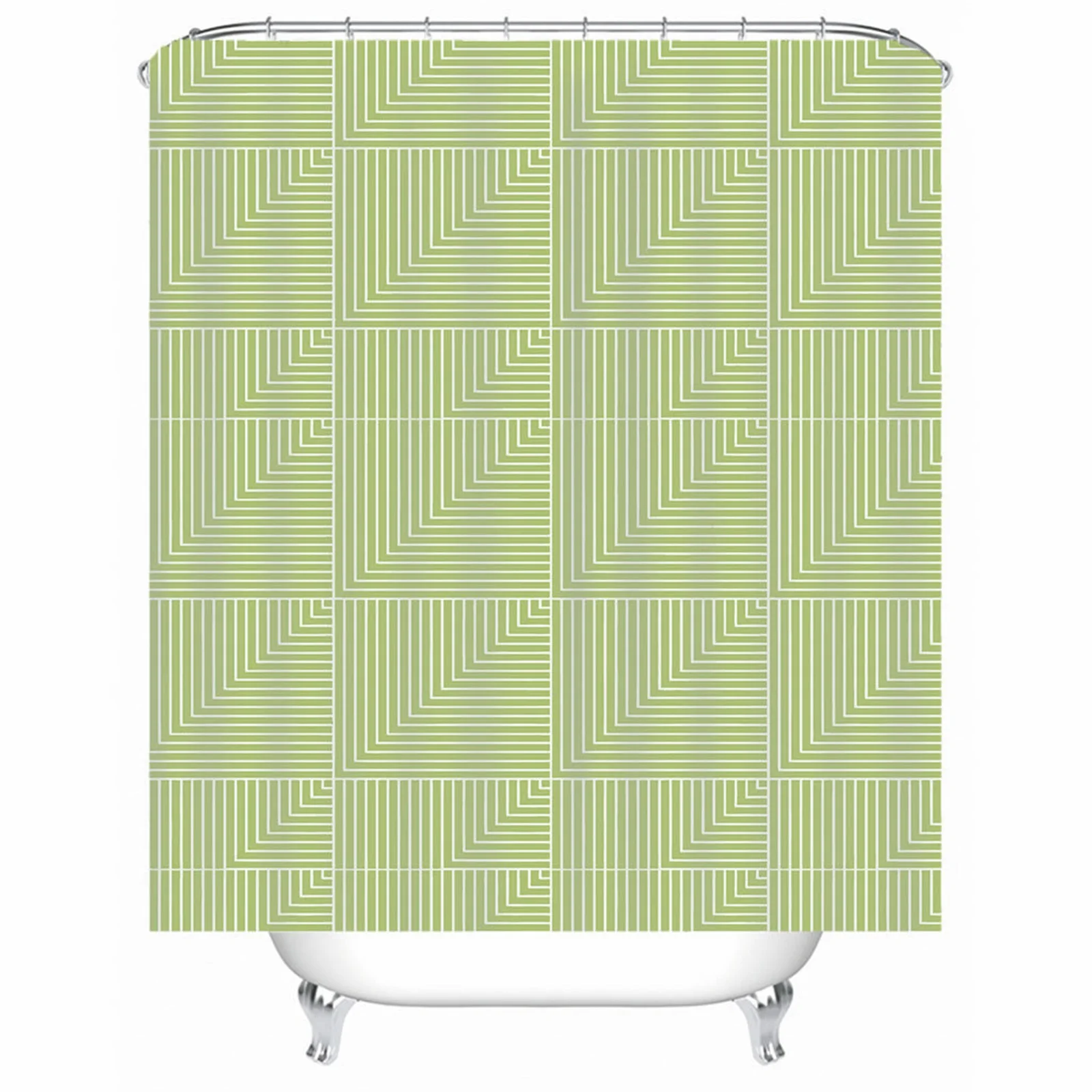 

Shower Curtain Liner Mold & Mildew Resistant Polyester Geometric Shape Light Green Waterproofwith Rustproof Grommets Hooks