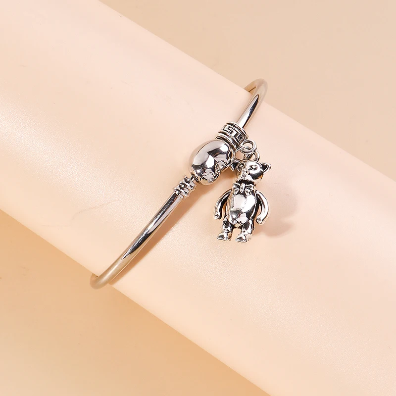 

Lovely Dog Bear Charm Open Cuff Bracelets Fashion Cuff Bangle For Women Silver Color Ins Design Wrist Jewelry Bracelets & Bangle