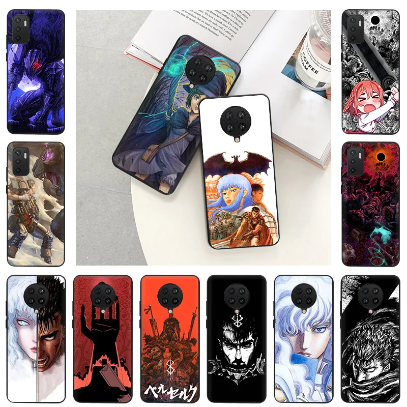 

For Xiaomi Redmi 10 9A 9C 9T 8 8a 7a 7 6 6a 9i 9 Prime K20 K40 K30 Note 11 Pro Anime Berserk Guts Black Soft Case Phone Cover