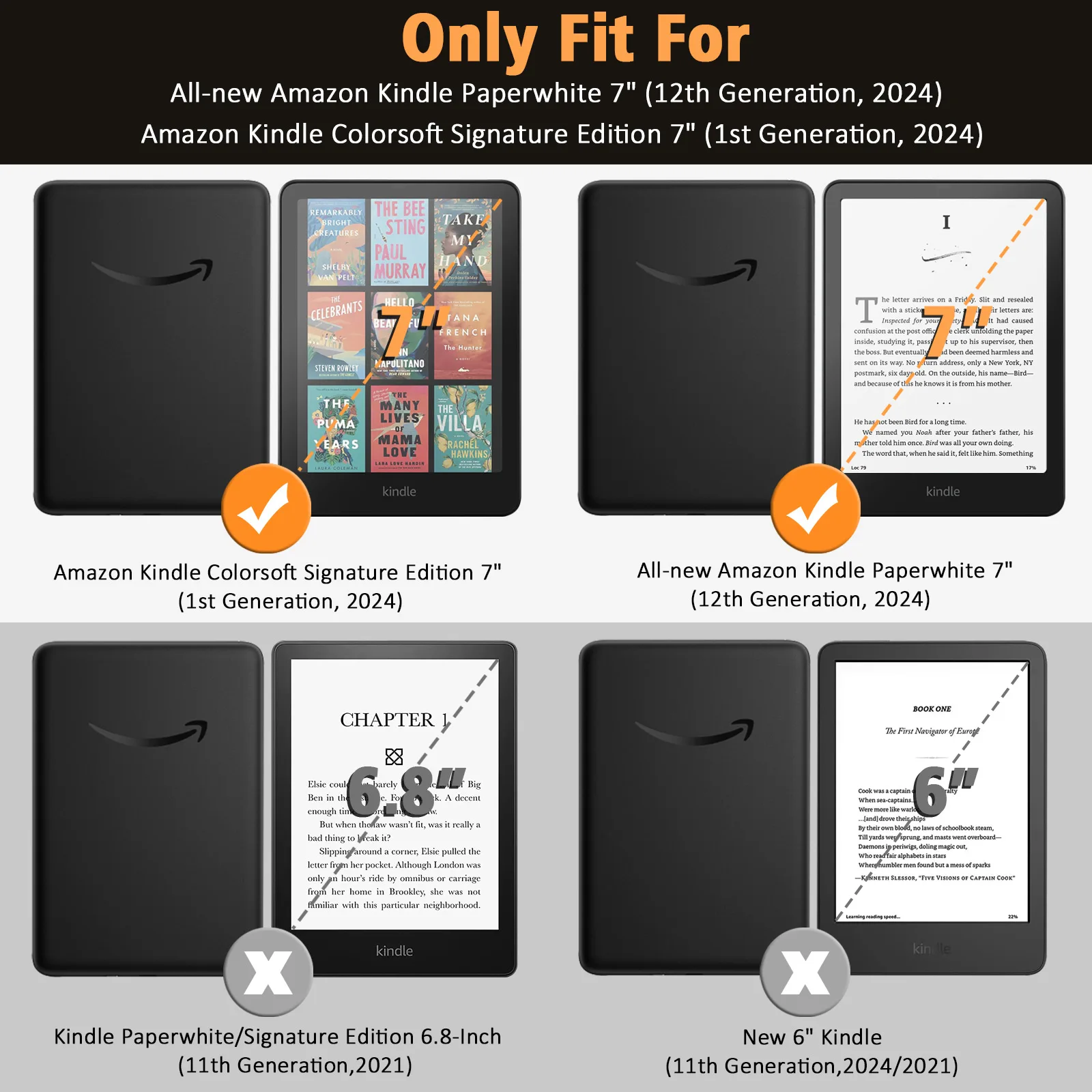 Фото Комплект из 2 защитных пленок для 7-дюймового совершенно нового Amazon Kindle Paperwhite (12 поколений, 2024 г.) и Kindle Colorsoft Signature Edition PET №2