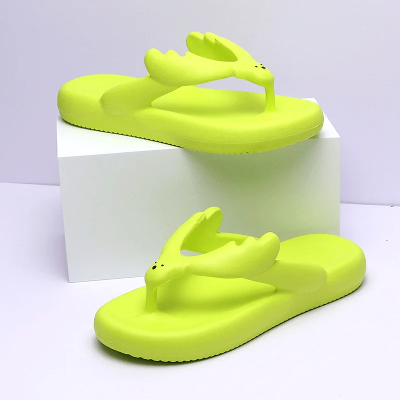 

Сланцы женские на толстой подошве, пляжные шлепанцы, с булавкой, мягкая подошва, с оленем, летняя обувь для любителей