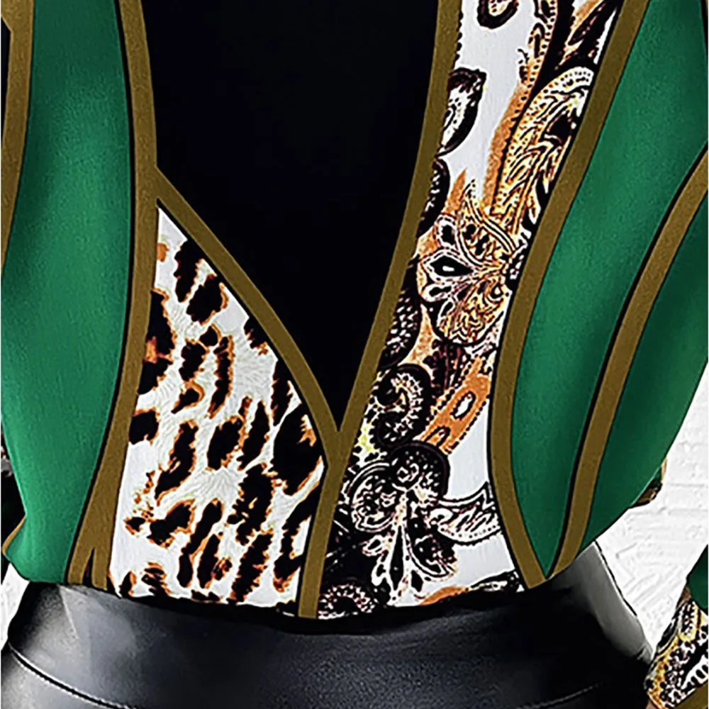 Рубашка женская шифоновая с леопардовым принтом винтажная блузка свободного