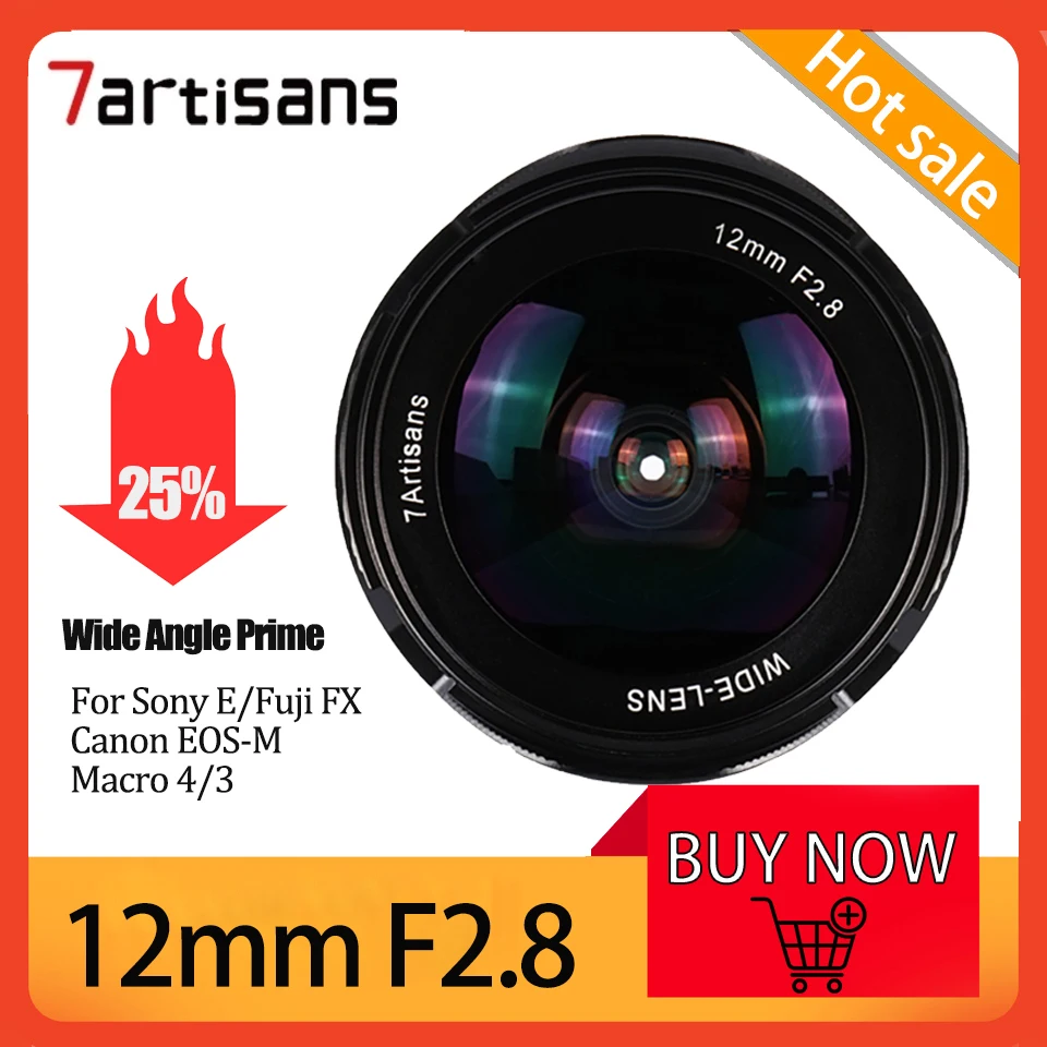 

7artisans MF 12 мм F2.8 широкоугольный Prime Micro Single Lens для Sony E/Fuji XF/Canon EOS-M/макро 4/3
