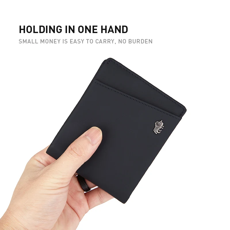 BISON DENIM Men's Leather Wallet Coin Pocket Bag Card Holder Photo Brand Luxury Cowhide Purse Business Men Gift Fashion Wallet