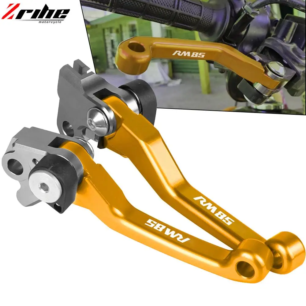 For SUZUKI RM85 2005-2015 2014 2013 2012 2011 2010 2009 Motorcoss Pit Dirt Bike Pivot Foldable Brake Clutch Lever With LOGO RM85