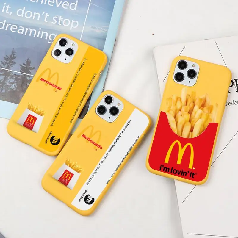

Cool McDonald Card Phone Case For iphone 13 12 11 Pro Max Mini XS 8 7 6 6S Plus X SE 2020 XR Candy yellow Silicone cover
