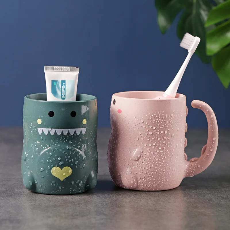 

Cartoon Cute Toothbrush Cup Creative Dinosaur Drinking Cups Milk Cup Couple Nordic Style Bathroom Toothbrush Mouthwash Cups