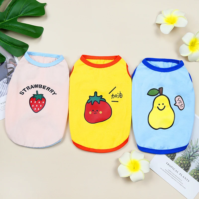 

Spring Summer Dog Vest Cartoon Fruits Print Dogs Clothes Thin Puppy Pullover Cute Chihuahua Sleeveless Sweatshirt Pet Supplies