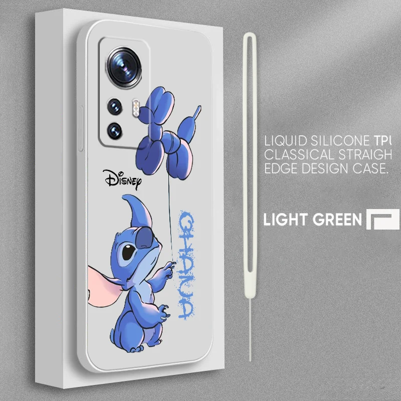 

Disney Stitch Cool For Xiaomi Mi 13 12T 11i 11X 10S 10 Pro Lite Ultra 5G Liquid Rope Silicone Phone Case