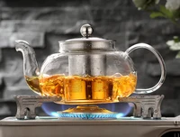 600800ml heat resistant glass teapot flower tea set kettle coffee tea pot drinkware set stainless steel strainer teapot