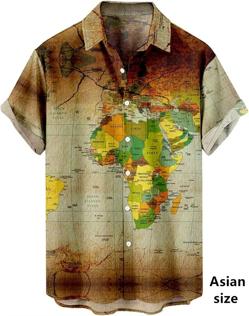 New World Maps Africa Graphic Shirts Men Womens 3D Printed Hawaiian Shirts Clothing Harajuku Fashion Button Short Sleeve Tops (art.: 3920cc50edef8) - 3920cc50edef8
