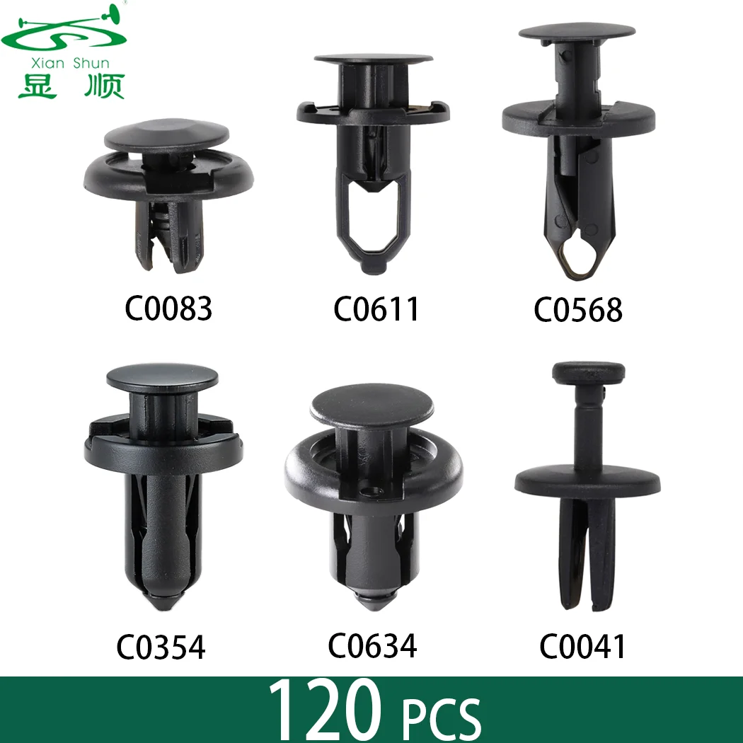 

Xianshun 120pcs Push-Type Retainer Clips for Car 6.3mm 8mm 9mm 10mm Bumper Auto Replacement Parts Universal Plastic Fastners