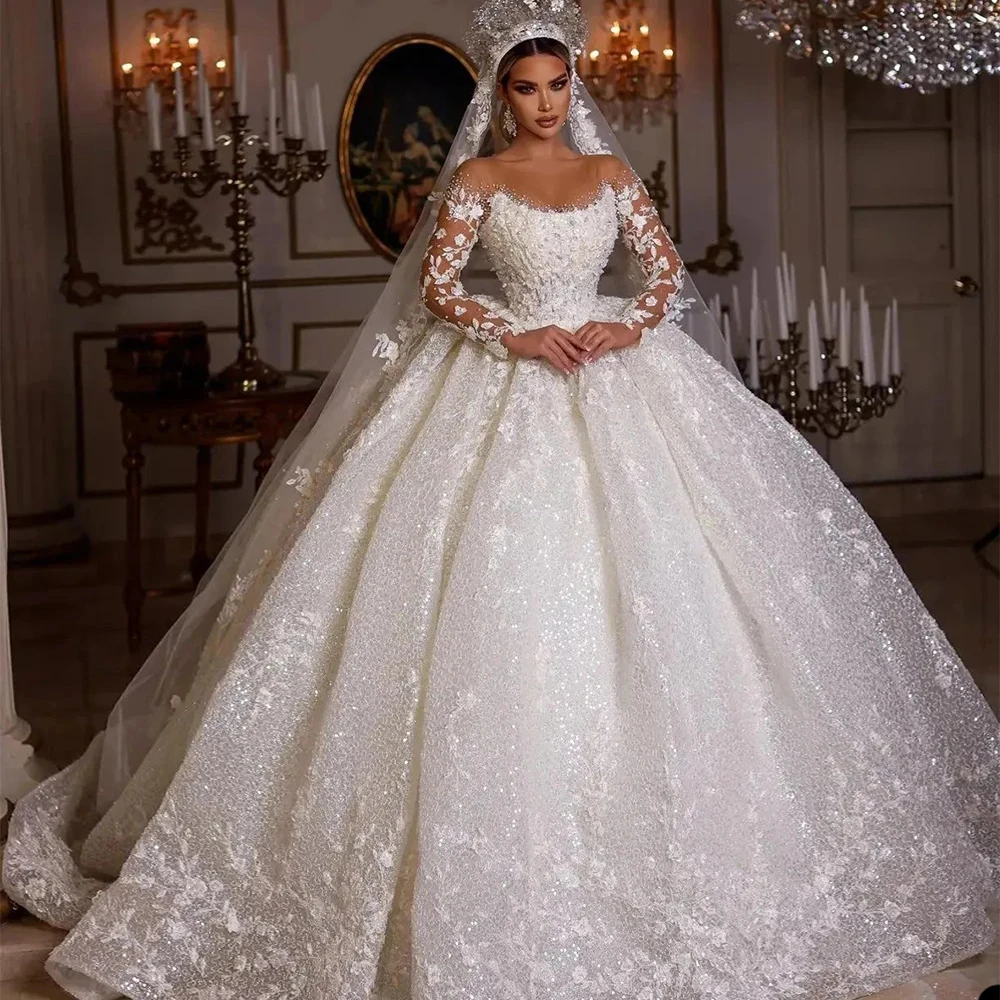 Eleganti Bellissimi Abiti Da Sposa Nuovi Abiti Da Sposa Sexy A Maniche Lunghe Di Lusso Con Abiti Da Sposa Classici Da Principessa Con Abito Da Ballo D