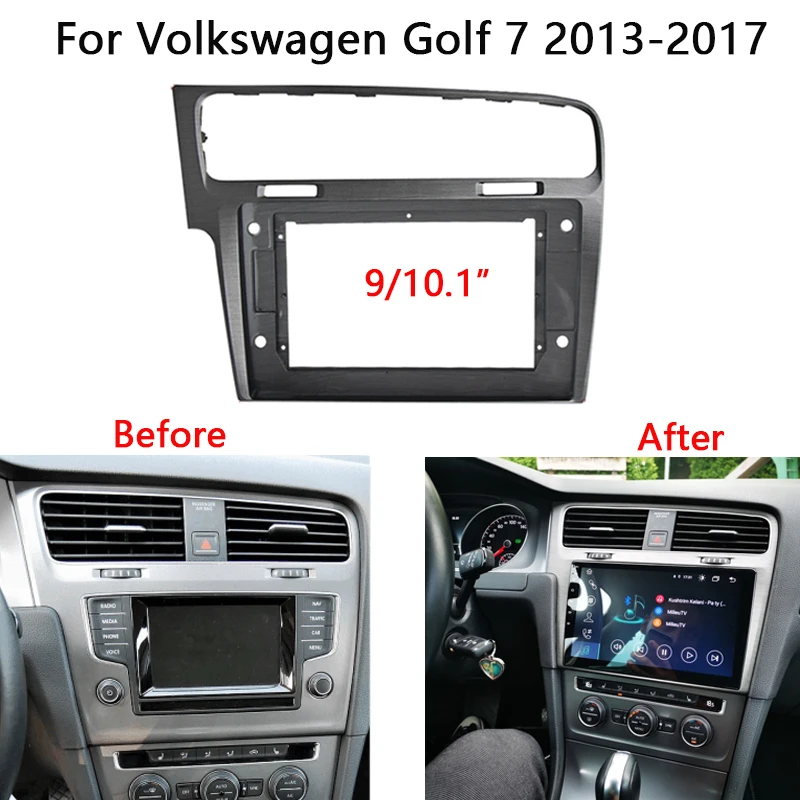 

9" 10.1" 2 Din Car Radio Frame Kit For Volkswagen Golf 7 2013-2017 Auto Stereo Head Unit Dash Panel Fascia Bezel Faceplate