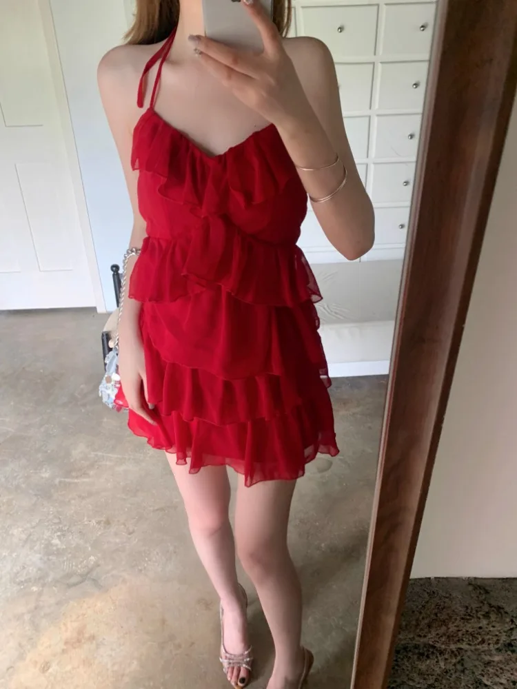 Ezgaga вечерние мини-платья женские сексуальные без рукавов с оборками тонкий