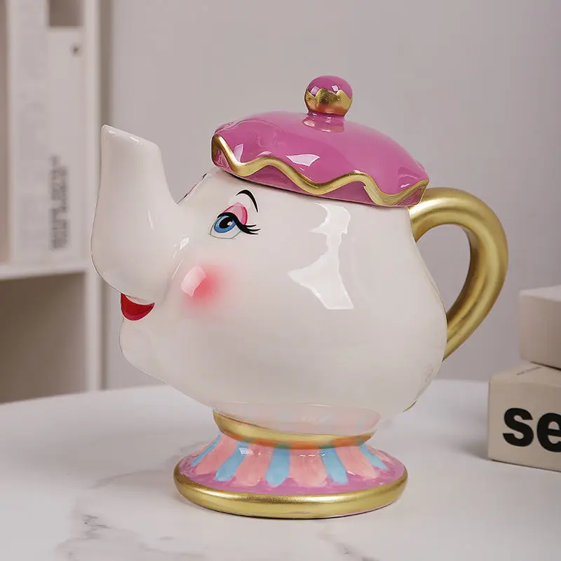 Disney Cartoon Beauty And The Beast Teapot Mug Mrs Potts Chip Cogsworth Clock Tea Pot Cup One Set Lovely Gift images - 6